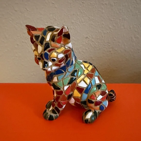 Colorful Mosaic Cat Figurine - Picture 1 of 2